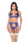 Mapale Sapphire Kiss Sheer Three-Piece Lingerie Set
